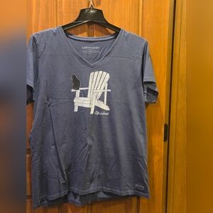 Life Is Good Navy Cat Graphic Tee